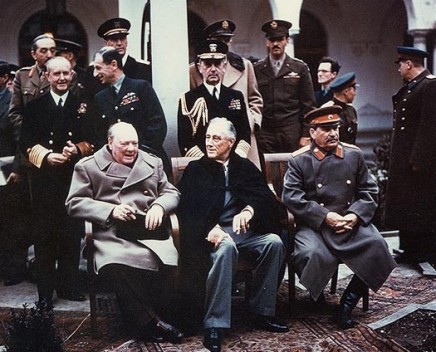 Churchill, Roosevelt, Stalin.